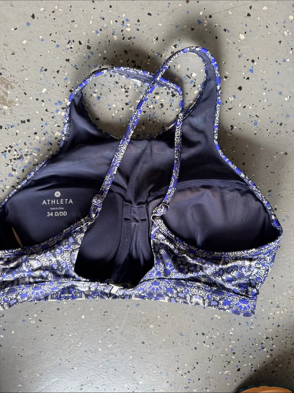 Athleta High Neck Printed Bikini Bralette - Blue, Pink, Green size 34 D/DD - Picture 5 of 5
